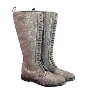 Paul Andrew Nova Style Gray Metalic Glitter Knee High Boots(40EU)(9US)